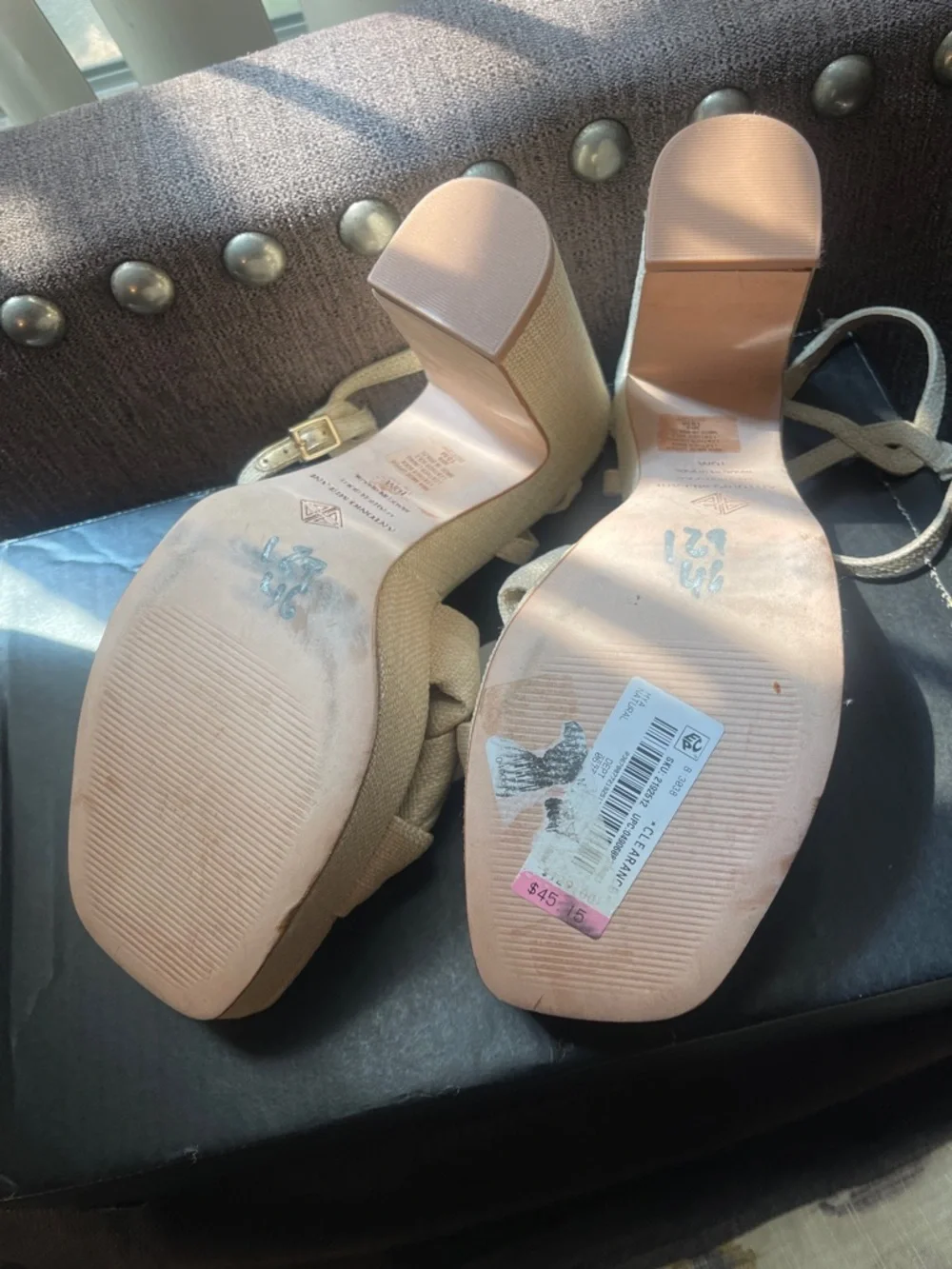 ANTONIO MELANI Mya Linen Braided Platform Dress Sandals NWOB - Picture 5 of 6